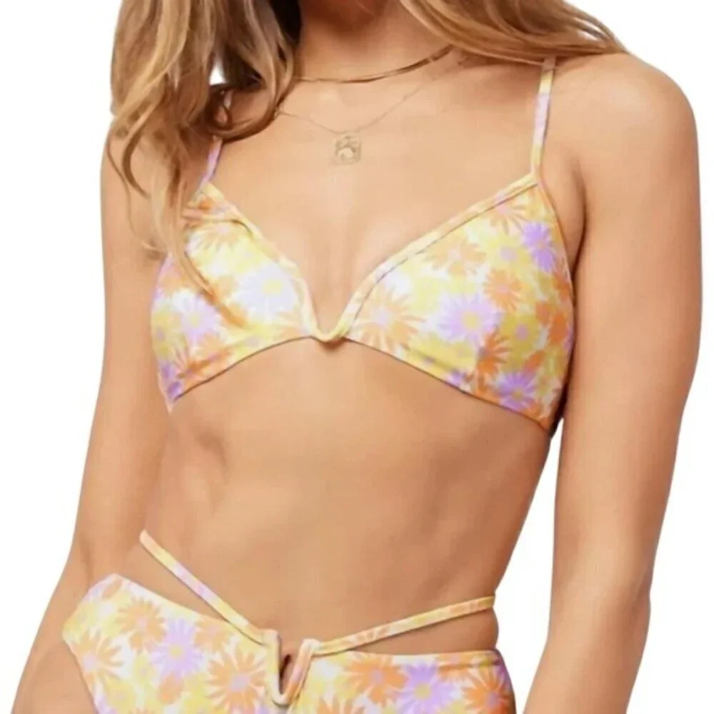 NWT Revolve L*space Small Printed Helena Bikini Top In Oopsie Daisy MSRP $125